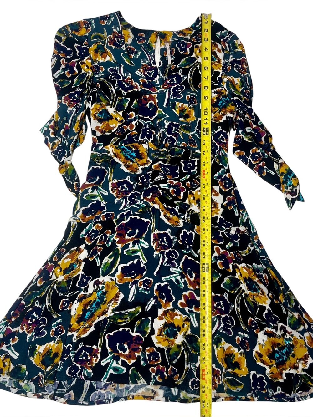 Free People Glow Up Navy Floral Short Sleeve Mini Dress sz 4 - Picture 4 of 8